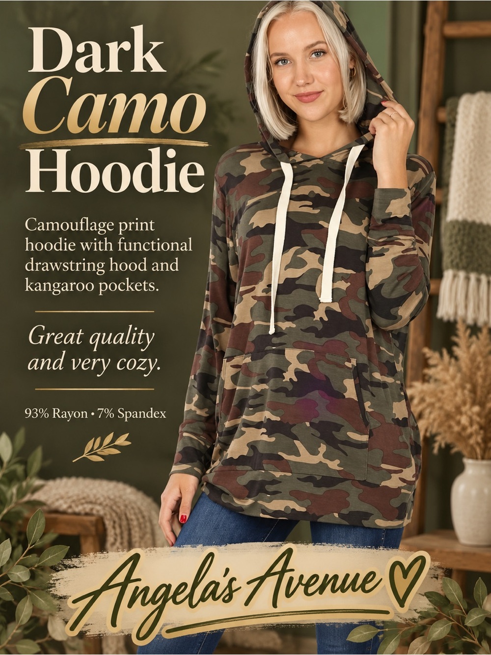 Camo Hoodie Green/Brown/Tan/Black NEW